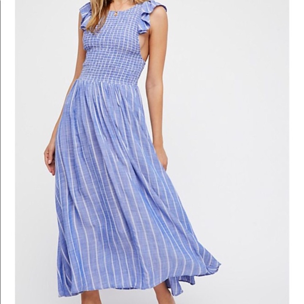 ISOOOO FREE PEOPLE CHAMBRAY BUTTERFLIES DRESS